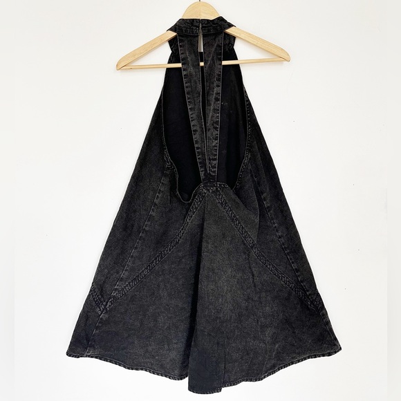 NWT Free People Rising Sun Mini Dress Washed Black Charcoal Denim Size Medium's - Picture 4 of 7